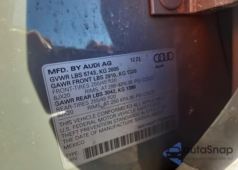 2022 Audi Sq5 Premium from USA, damaged, VIN WA1A4AFY7N2046443